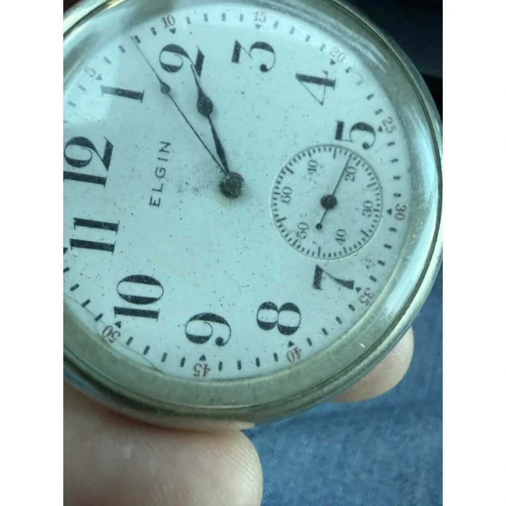 Vintage Swiss Elgin Pocket Watch Mignot Welch Co Serviced Runs Art Nouveau